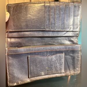 *SALE*Coach Men's Dark Teal Blue & Brown Buffalo Leather Vintage Wallet